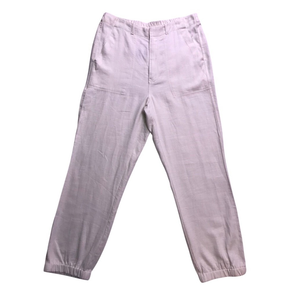 Steve Madden Jogger Pants Womens Medium White Linen Blend Elastic Hem New